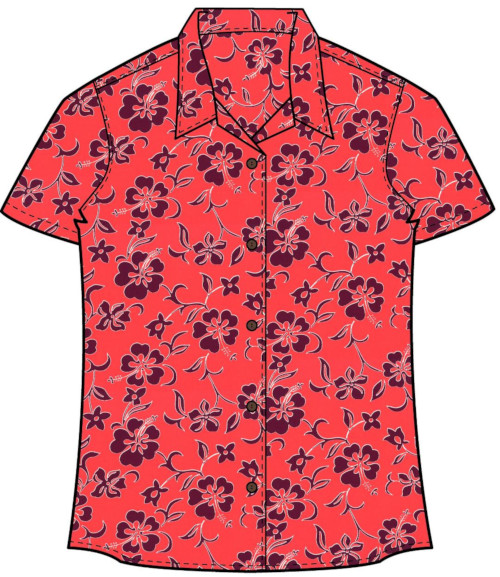 Hibiscus Women's Hawaiian Shirt-Made in USA- 100% Cotton